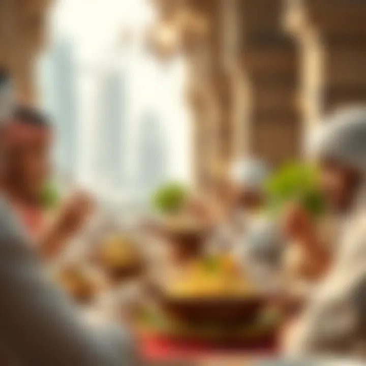 Culinary Journey: Savoring Emirati Flavors Indulging in a feast featuring traditional Emirati dishes