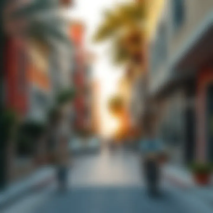 A tranquil neighborhood scene in Dubai highlighting community life