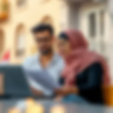 A couple discussing visa application details