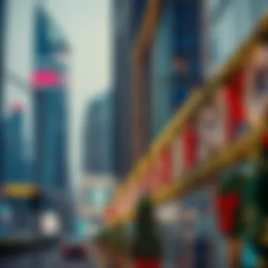 Festive decorations in a Dubai cityscape