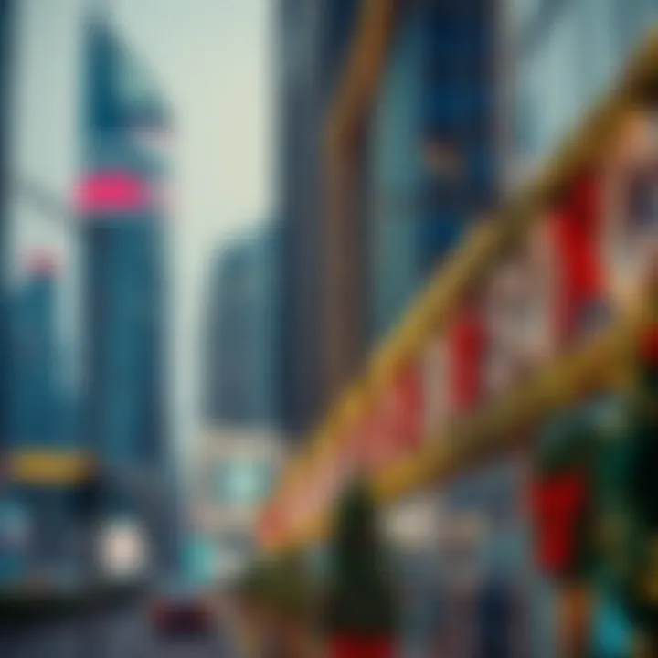 Festive decorations in a Dubai cityscape