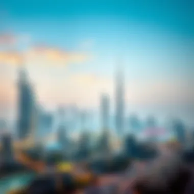 Dubai Skyline: A Hub of Real Estate Development Aerial view of Dubai skyline showcasing iconic towers