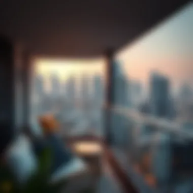 Stunning City View from Apartment Balcony Stylish one bedroom apartment balcony with city view