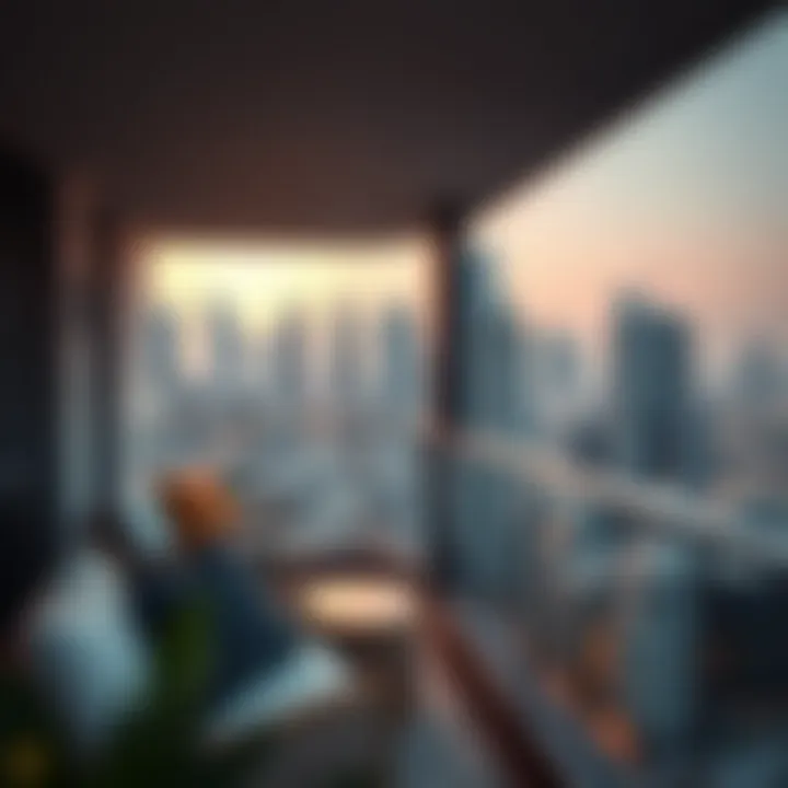 Stunning City View from Apartment Balcony Stylish one bedroom apartment balcony with city view