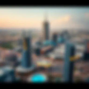 Vibrant Tecom Area Surrounding One Tower Panoramic view of the surrounding Tecom area illustrating the vibrant urban landscape