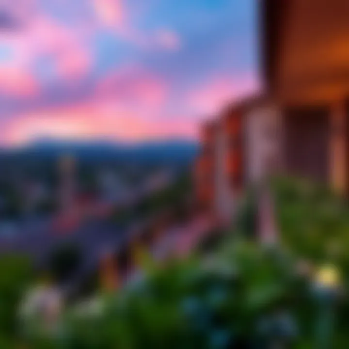 A panoramic view of the surrounding area highlighting the unique location of Oxford Gardens