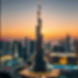 Majestic view of Polaris Tower against Dubai skyline