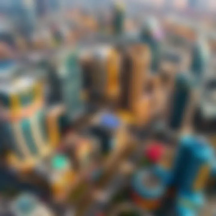 Vibrant Real Estate Market Overview Aerial view of a bustling Dubai real estate market