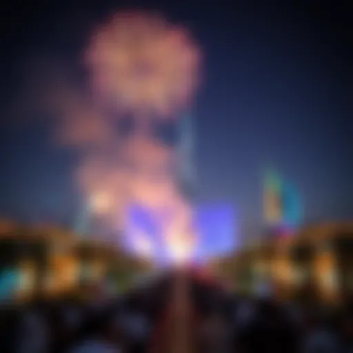 Celebration of National Day in Dubai with fireworks