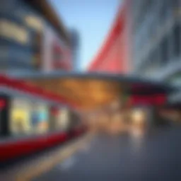 A detailed view of a Dubai Metro Red Line station showcasing modern architecture