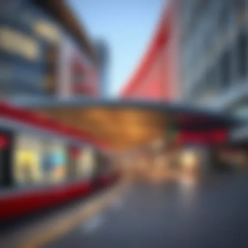 A detailed view of a Dubai Metro Red Line station showcasing modern architecture