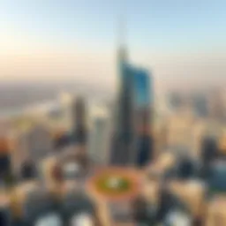 Aerial view of Safa Tower 2 showcasing its modern architectural design against the Dubai skyline
