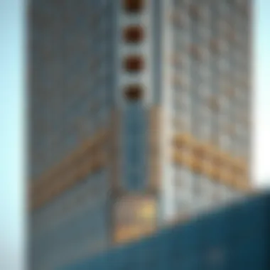 Detailing of Safa Tower 2's Facade Close-up of Safa Tower 2's unique facade highlighting intricate design elements