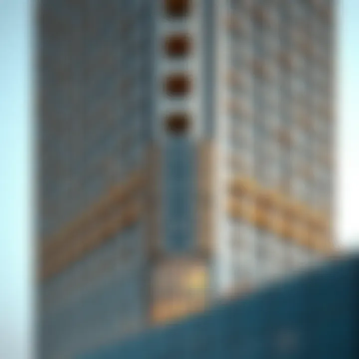 Detailing of Safa Tower 2's Facade Close-up of Safa Tower 2's unique facade highlighting intricate design elements