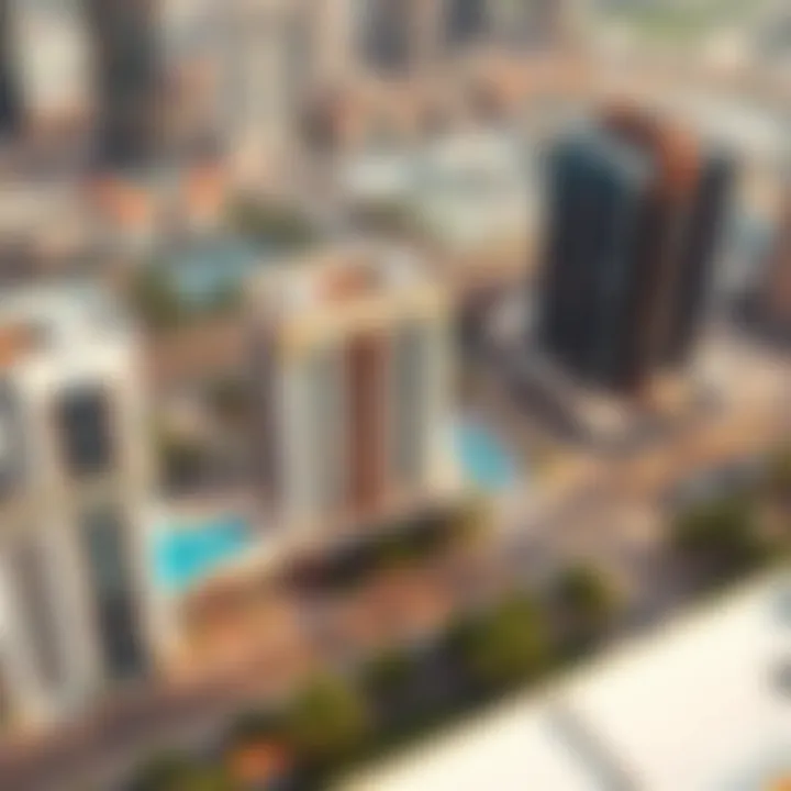 Aerial view of the Savoy Hotel Apartment's prime location in Dubai