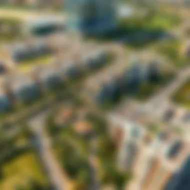 Stunning Aerial Perspective of Sobha Hartland Aerial view of Sobha Hartland showcasing its lush greenery and modern architecture