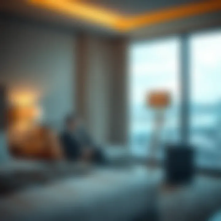 Business traveler enjoying a comfortable room with airport view