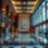 Luxurious hotel lobby near an international airport