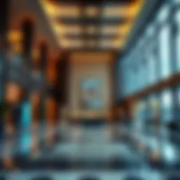 Luxurious hotel lobby near an international airport