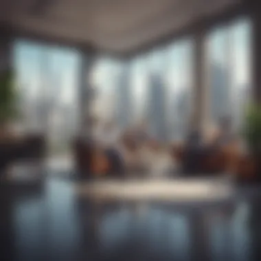 Collaborative Investment Strategies A group discussion in a modern office about real estate investments
