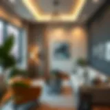 Modern studio room interior with stylish furniture