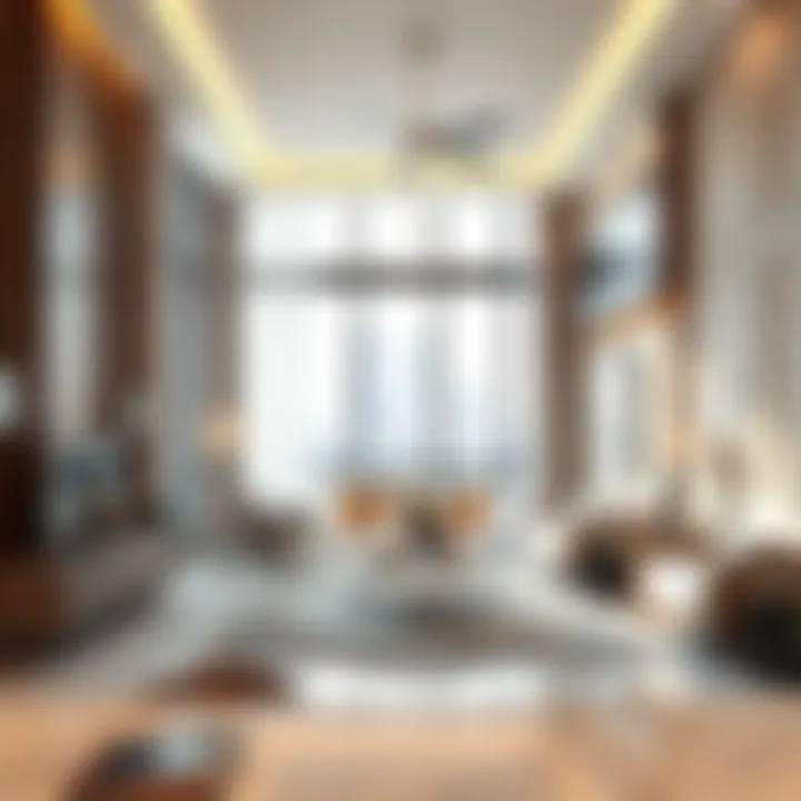 Interior design of a boutique apartment highlighting unique features