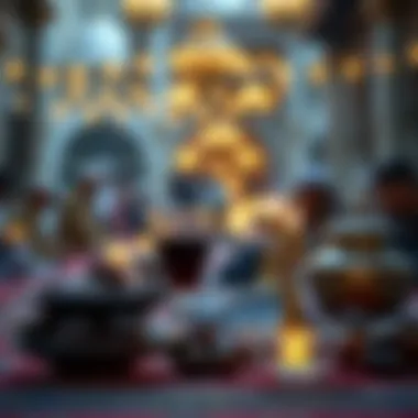 Traditional Iftar setup with dates and water