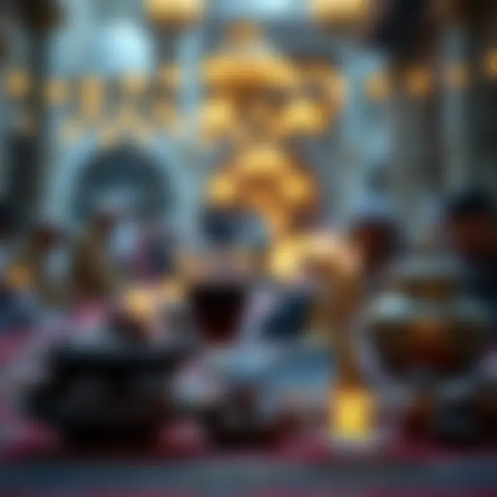 Traditional Iftar setup with dates and water