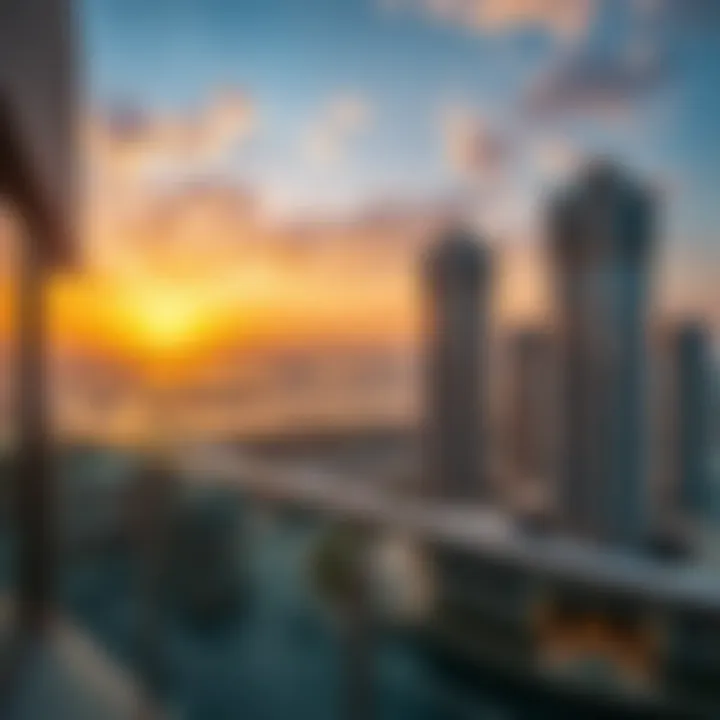 Breathtaking Balcony View at The Court Residence Jumeirah 1 Panoramic view from a balcony at The Court Residence Jumeirah 1