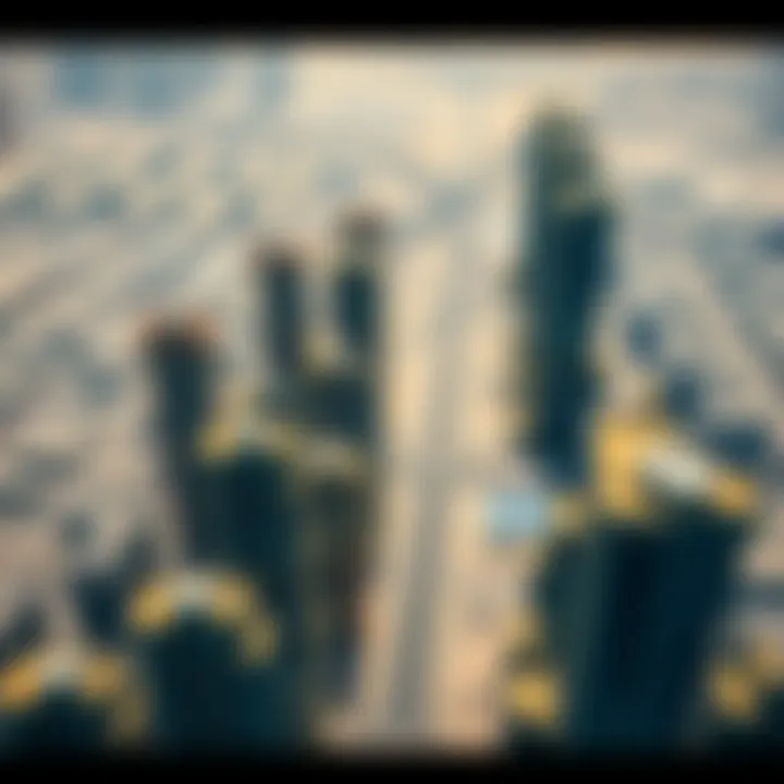 Dubai's Expansive Construction Development Aerial view of construction sites in Dubai