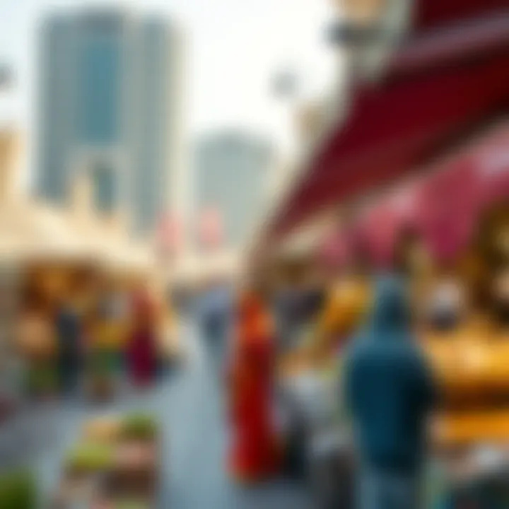 Cultural Essence - A Glimpse into Dubai's Local Markets Vibrant market scene reflecting local culture and lifestyle