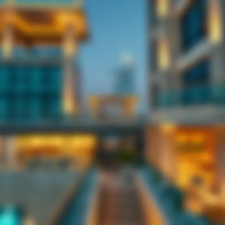 Architectural Features of a Luxury Penthouse Building Architectural details of a luxury penthouse building in Dubai