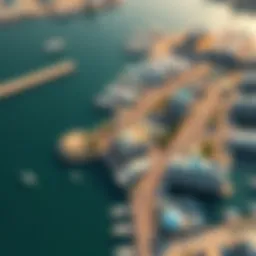 Aerial view of The Point Marina showcasing its beautiful waterfront and architectural design