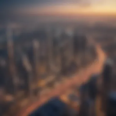 Dubai's Iconic Skyline and Real Estate Developments Aerial view of Dubai's skyline showcasing iconic real estate developments