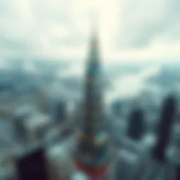 Aerial view of the second tallest building showcasing its architectural grandeur