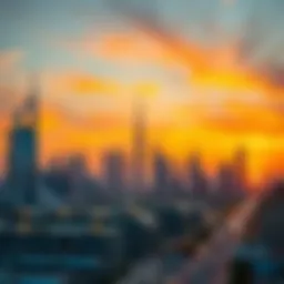 Stunning skyline of Dubai during a vibrant sunset
