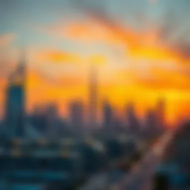 Dubai Skyline at Sunset Stunning skyline of Dubai during a vibrant sunset