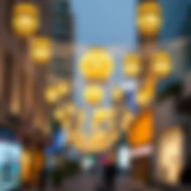 Decorative Ramadan Lights in the City Decorative Ramadan lights illuminating a city street