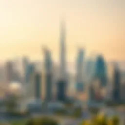 Overview of Dubai's skyline with prominent real estate buildings
