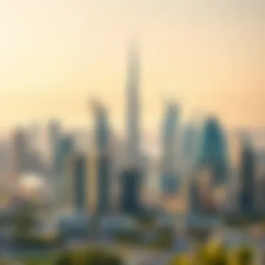 Overview of Dubai's skyline with prominent real estate buildings