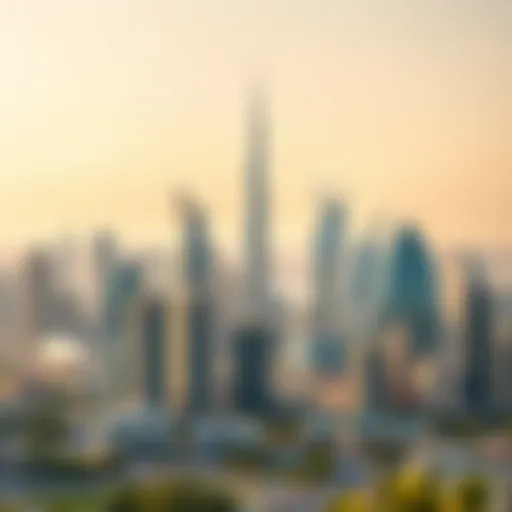 Dubai's Iconic Skyline and Real Estate Landscape Overview of Dubai's skyline with prominent real estate buildings