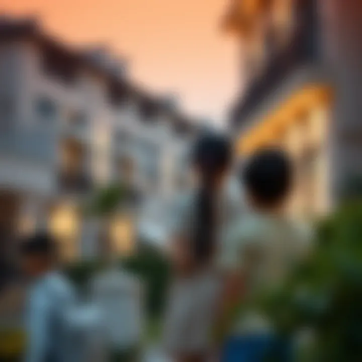 Impact of School Ratings on Real Estate Choices A family looking at properties near a highly-rated school in Dubai