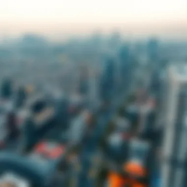 Aerial View of Dubai’s Urban Landscape and Property Accessibility An aerial view of Dubai's urban landscape highlighting property accessibility