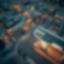 Aerial view of Dubai's fuel stations with pricing boards