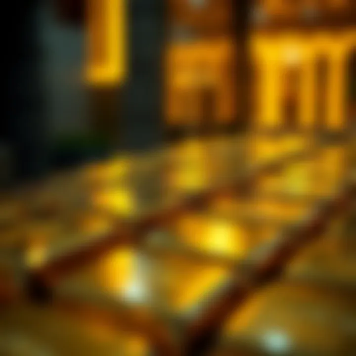 Close-up of gold bars reflecting light