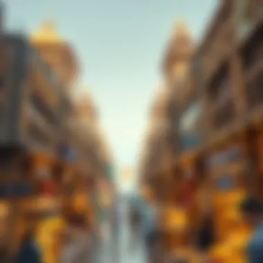 An overview of a bustling gold souk in Dubai