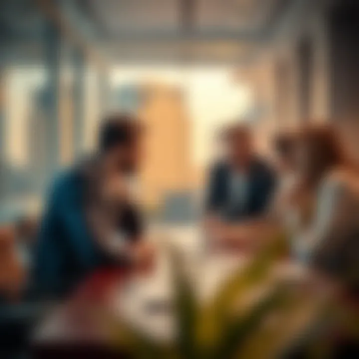 Collaboration Among Stakeholders A strategic meeting between stakeholders in a modern office setting