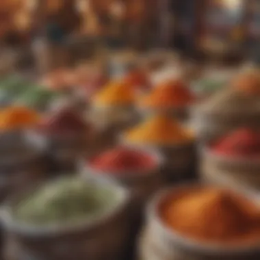 Colorful Spices at Meena Bazaar An array of spices available at a stall in Meena Bazaar.
