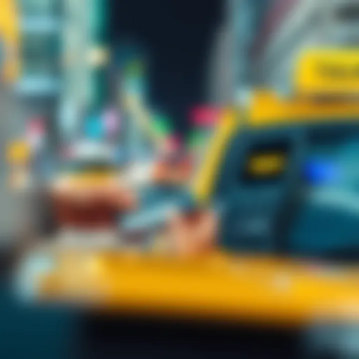 Card Payment Process in Dubai Taxis A credit card being swiped at a taxi payment terminal