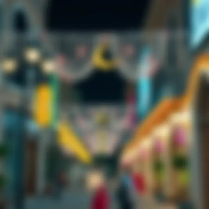 Decorated streets of Dubai showcasing festive lights and Ramadan decorations.